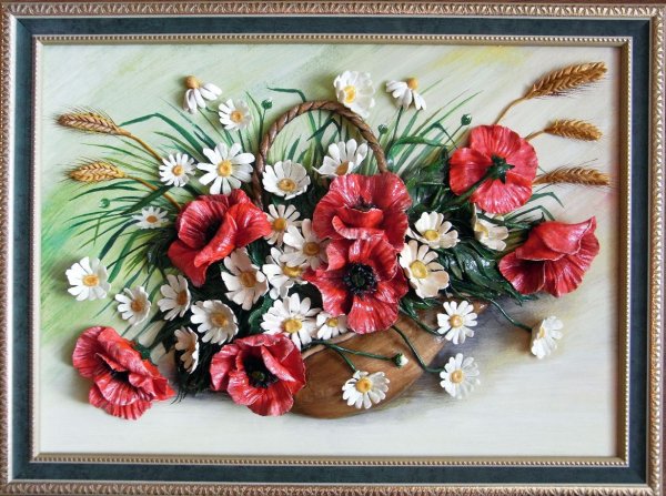 Цветочное панно из соленого теста