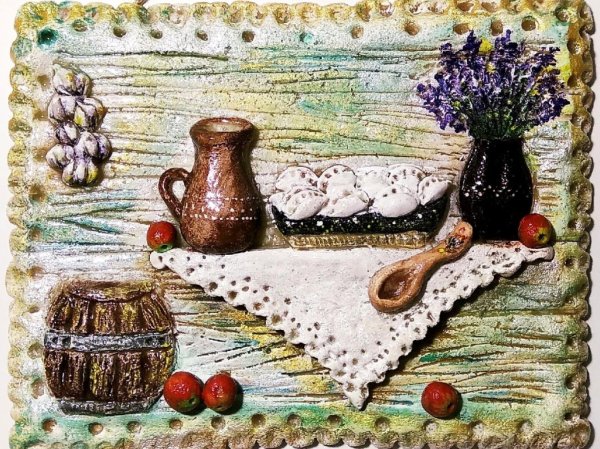 Панно из соленого теста на кухню