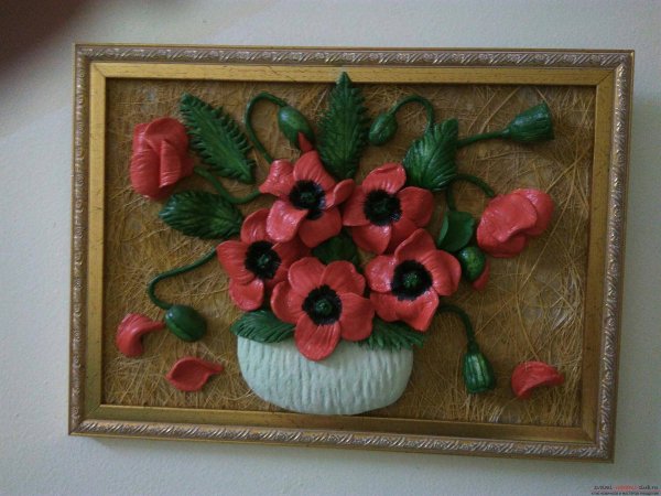 Панно из соленого теста цветы