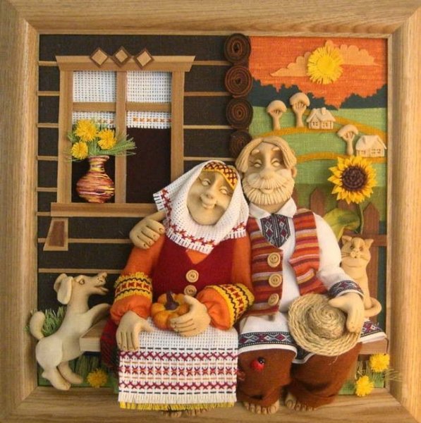 Бабушка с дедушкой из соленого теста