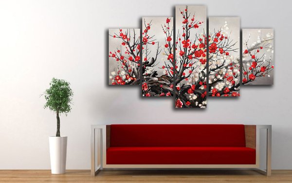 Триптих в интерьере гостиной