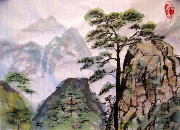 Традиционная китайская живопись гохуа пейзажи