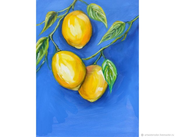 Лимон акварелью