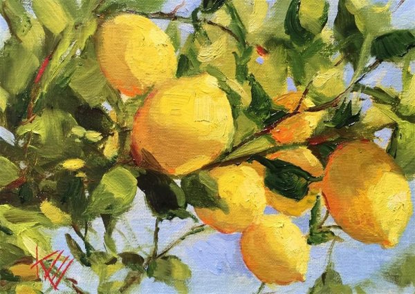 Лимонное дерево акварель