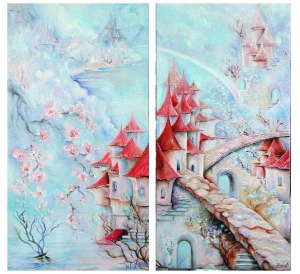 Диптих батик японская живопись