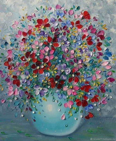 Цветы акрилом на холсте