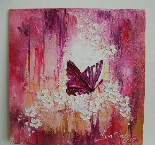 Цветы яркие акриловыми красками