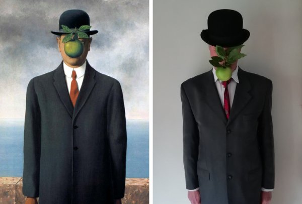 Рене Магритт. Картина человек с яблоком на лице