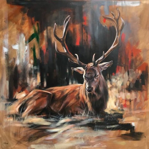 Олень акрилом