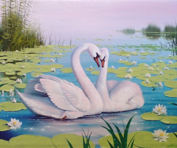 Алмазная мозаика 40x50 qa200257 лебеди