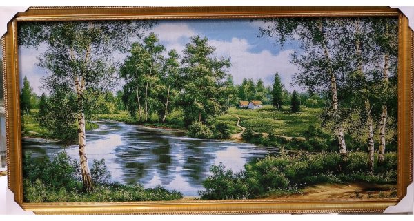 Гобеленовая картина «сказочный замок с фонтаном»