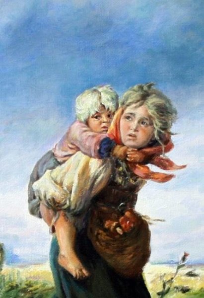 Картина к. е. Маковского «дети, бегущие от грозы» (1872).