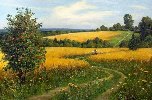 Деревенские просторы. Художник Сергей Курицын - картины
