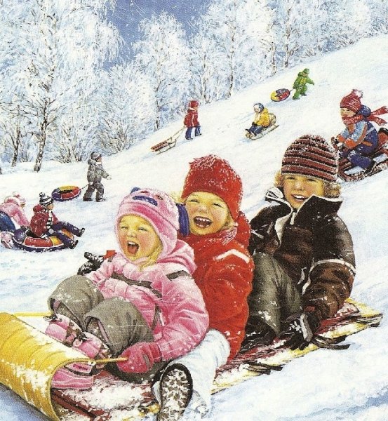 Зимние забавы художник Елена Уварова