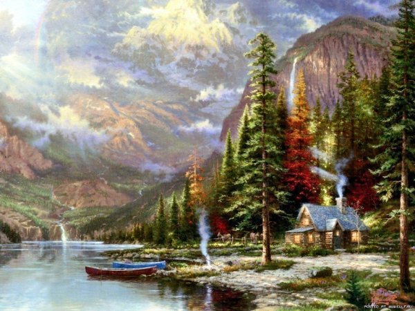 Горный пейзаж Thomas Kinkade художник