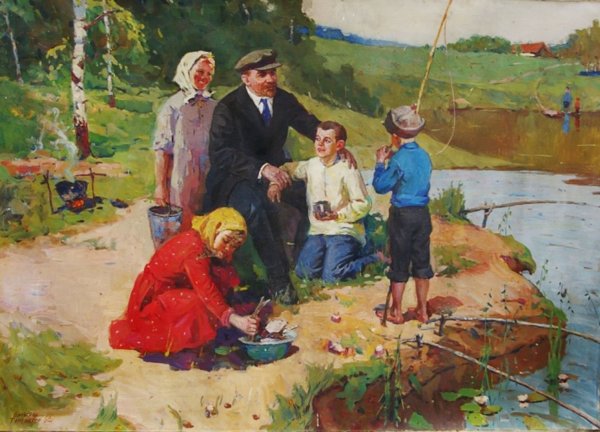 Чепцов Ефим «Ленин и Горький с рыбаками на лодке»