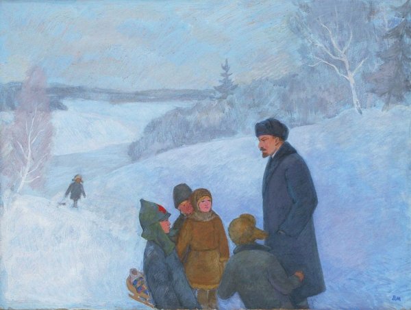 Ленин и дети зимой