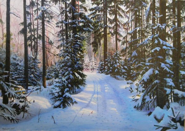 Волк в зимнем лесу