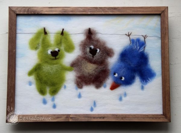 Креативные картины из шерсти