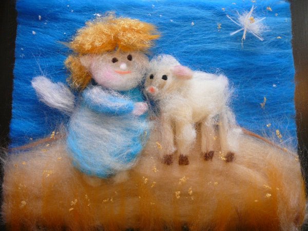 Новогодние картины из шерсти