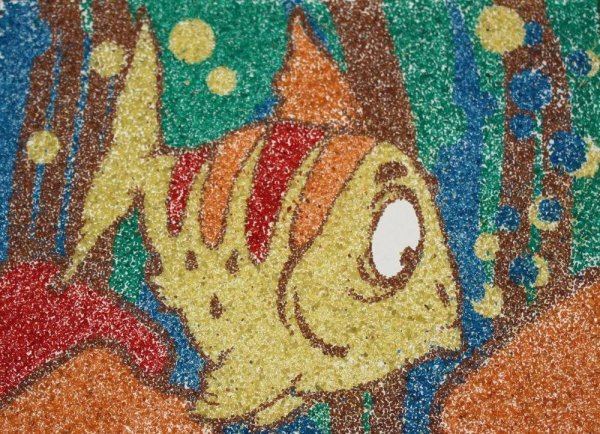 Рисование цветной манкой