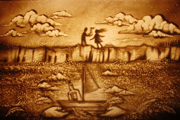 Аппликация цветным песком