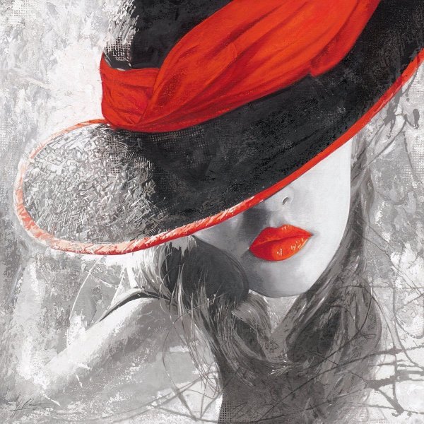 Девушка в красной шляпе картина