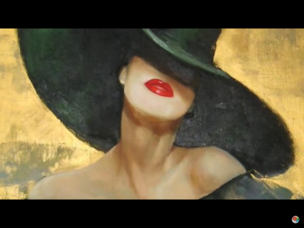 Дама в красной шляпе картина