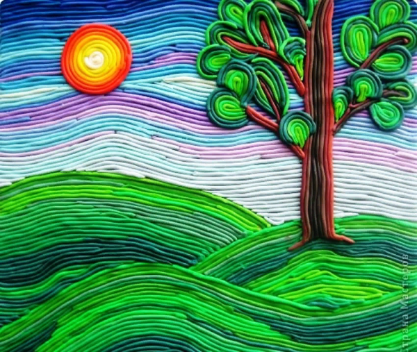 Композиции из жгутиков из пластилина