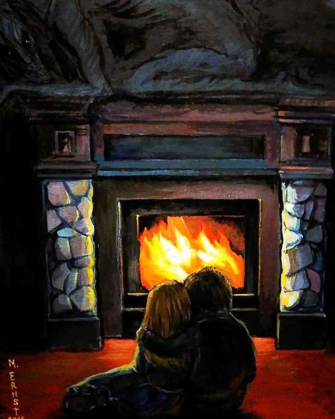 Камин в живописи
