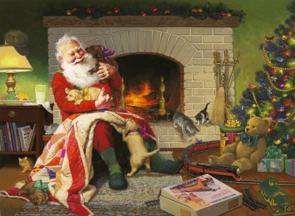 Кристмас камин Санта