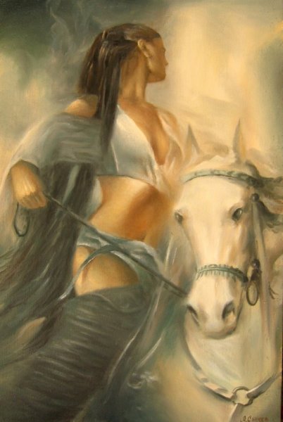 Девушка на коне живопись