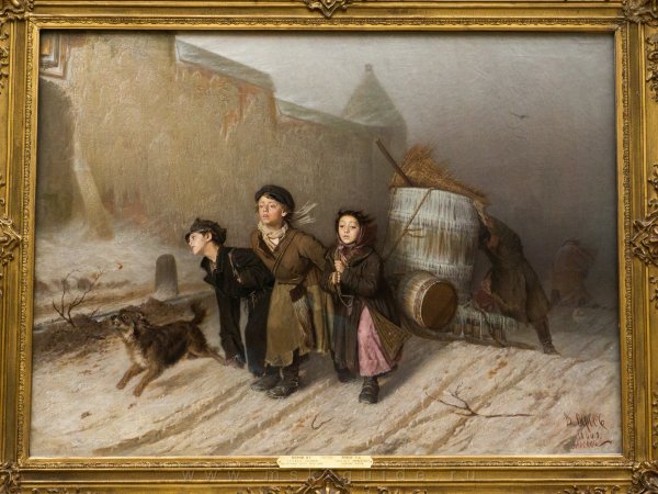 Василий Перов. Тройка. Ученики-мастеровые везут воду. 1866