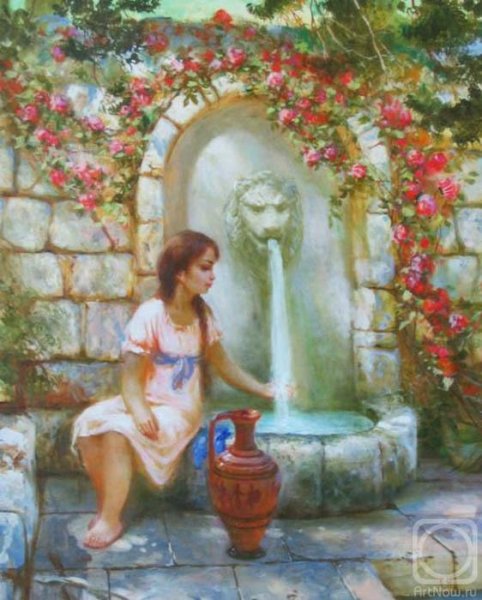 Художник Vicente Romero Redondo девушка с кувшином