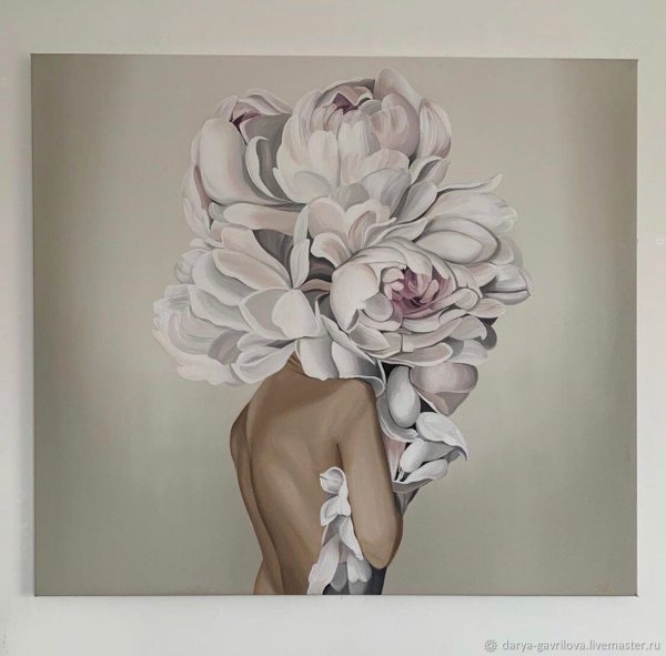 Девушка с пионами картина