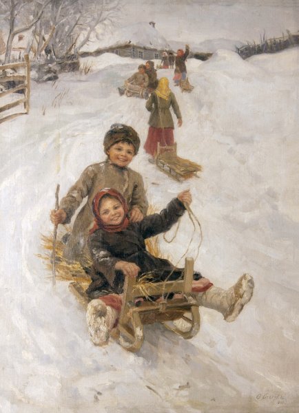 Катание на санях с горки