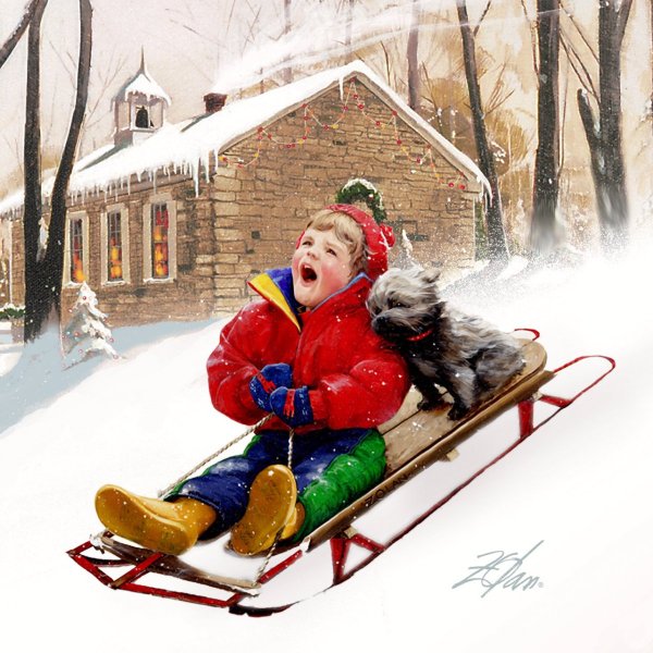 Н. Богданов-Бельский «катание с горы»