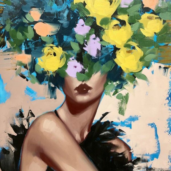 Девушка в цветах живопись