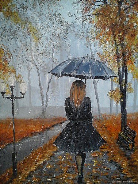 Девушка с зонтиком живопись