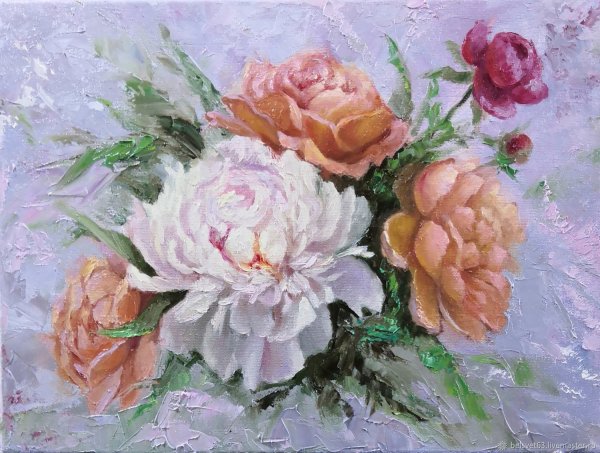 Цветочная композиция с пионами маслом