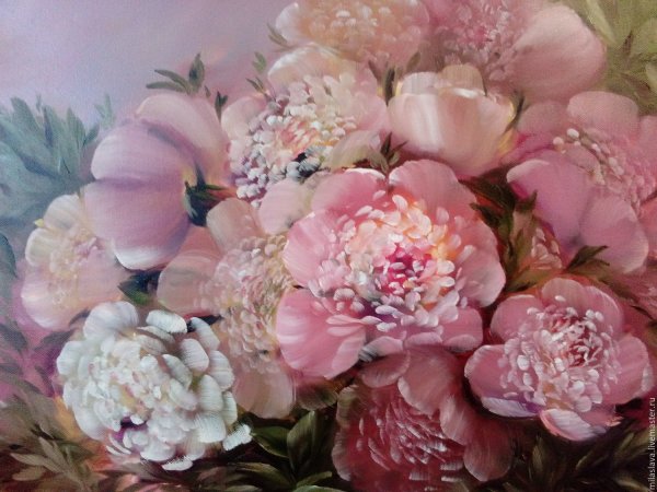Пионы в вазе акварель