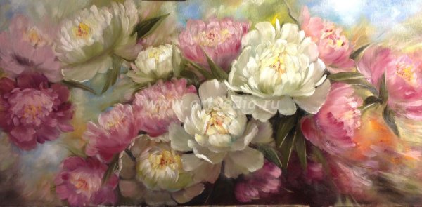 Букет пионов живопись