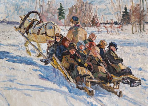 Дети на санках Богданов Бельский