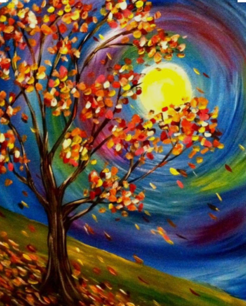 Правополушарное рисование осеннее дерево