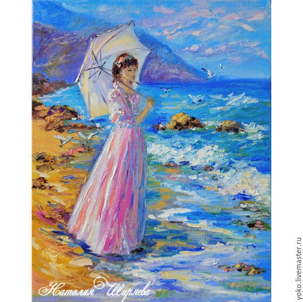 Левушка на берегу моря живопись