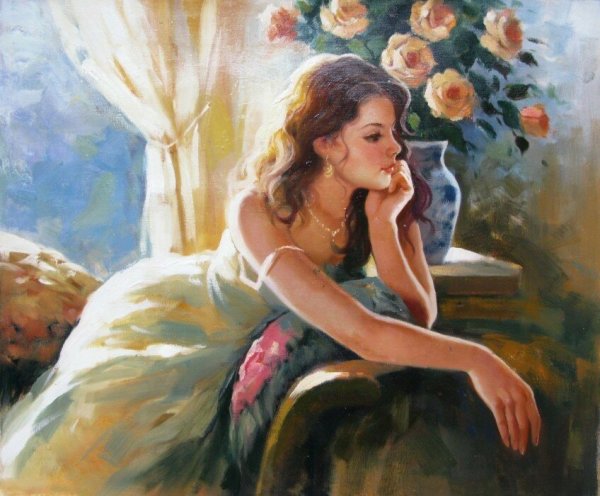 Задумчивая девушка картина