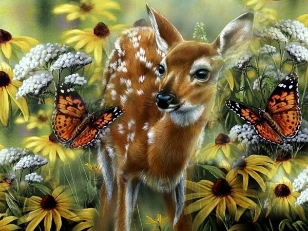 Летний пейзаж с животными