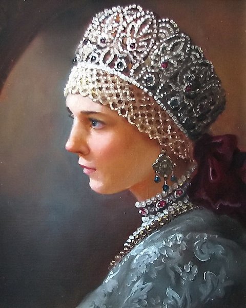 Девушка в кокошнике живопись