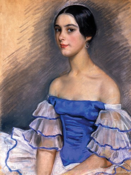 Голубое платье живопись