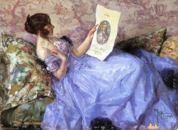 Девушка в голубом платье живопись